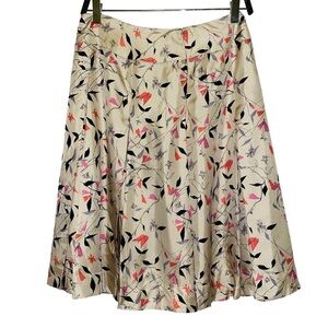 Albert Nipon Boutique 100% Silk Multicolored Printed Pleated Skirt Size 6
